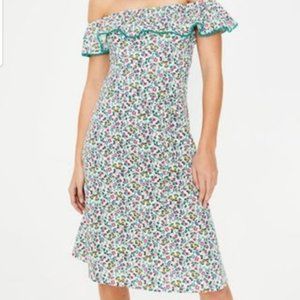 Boden Bethany 100% Cotton Jersey Fit Flare Off Shoulder US 10